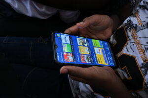 Reading on the BooSmart App by Worldreader.